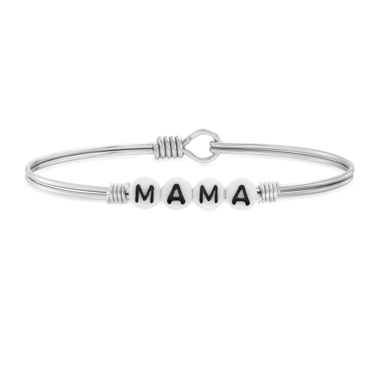 Mama Letter Bead Bangle Bracelet, Silver | SpearmintLOVE
