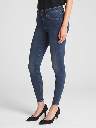 Gap Womens Mid Rise Curvy True Skinny Jeans (Dark) Dark Indigo Size 24 | Gap US