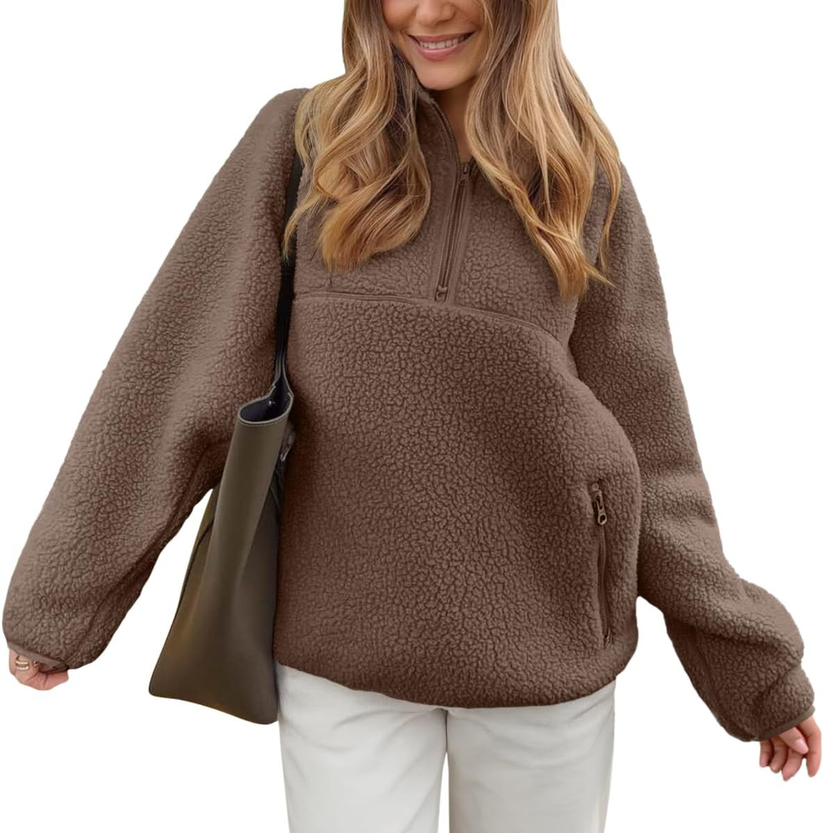 LASLULU Womens Half Zip Pullover Sherpa Fleece Jacket Winter Clothing | Amazon (US)