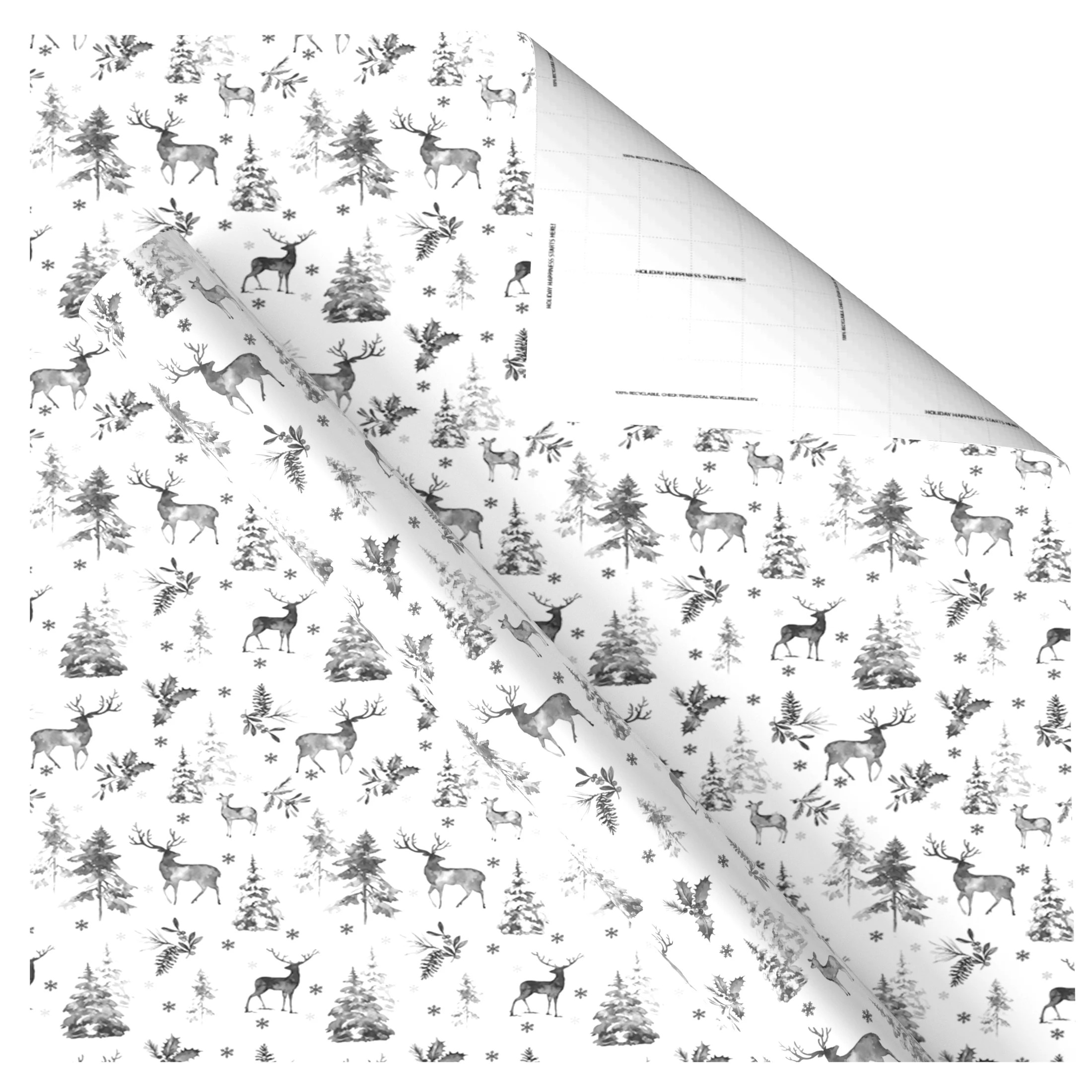 40IN Black and White Christmas Icon Wrapping Paper by Holiday Time | Walmart (US)