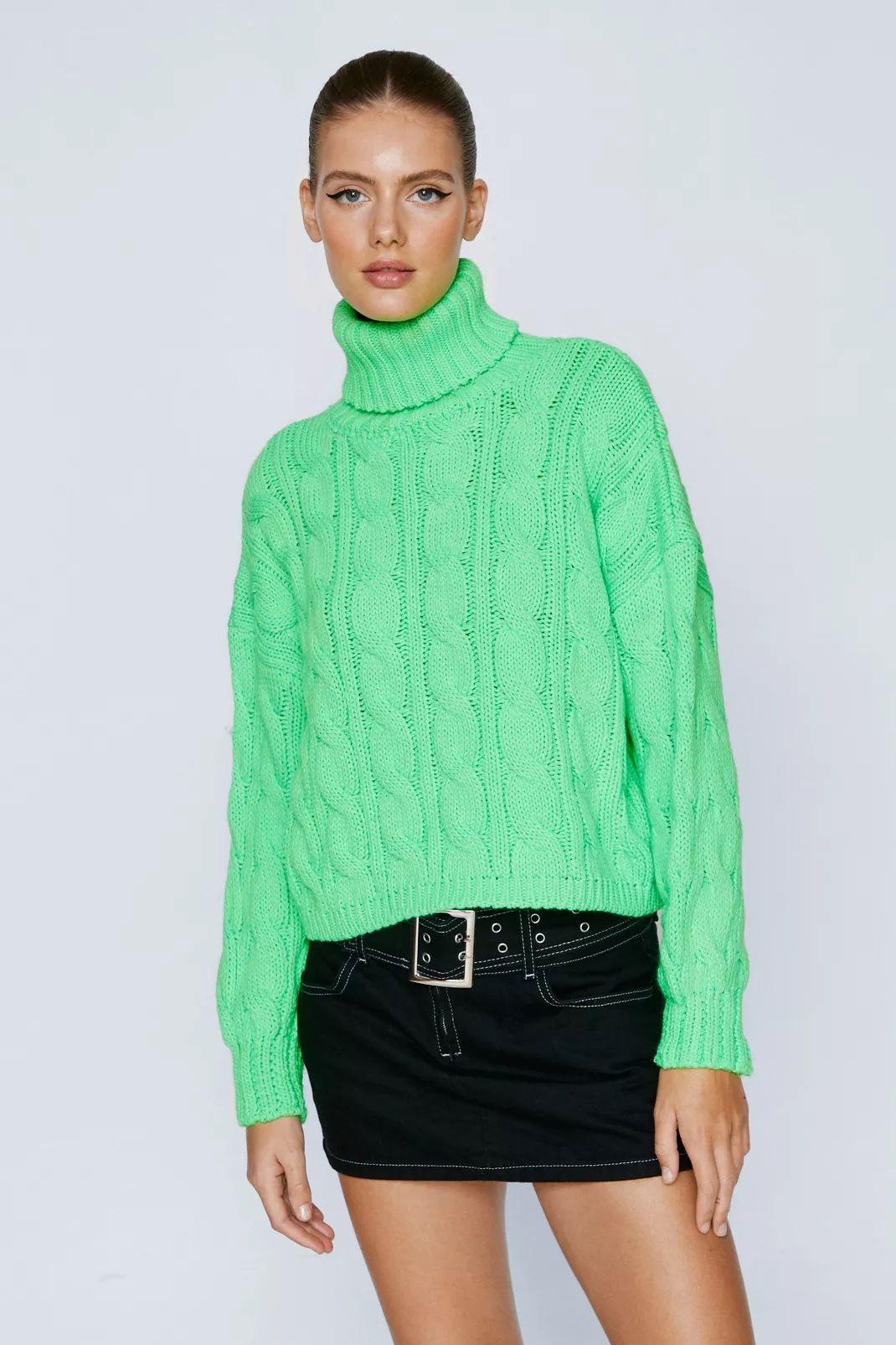 Roll Neck Cable Knitted Sweater | Nasty Gal (US)