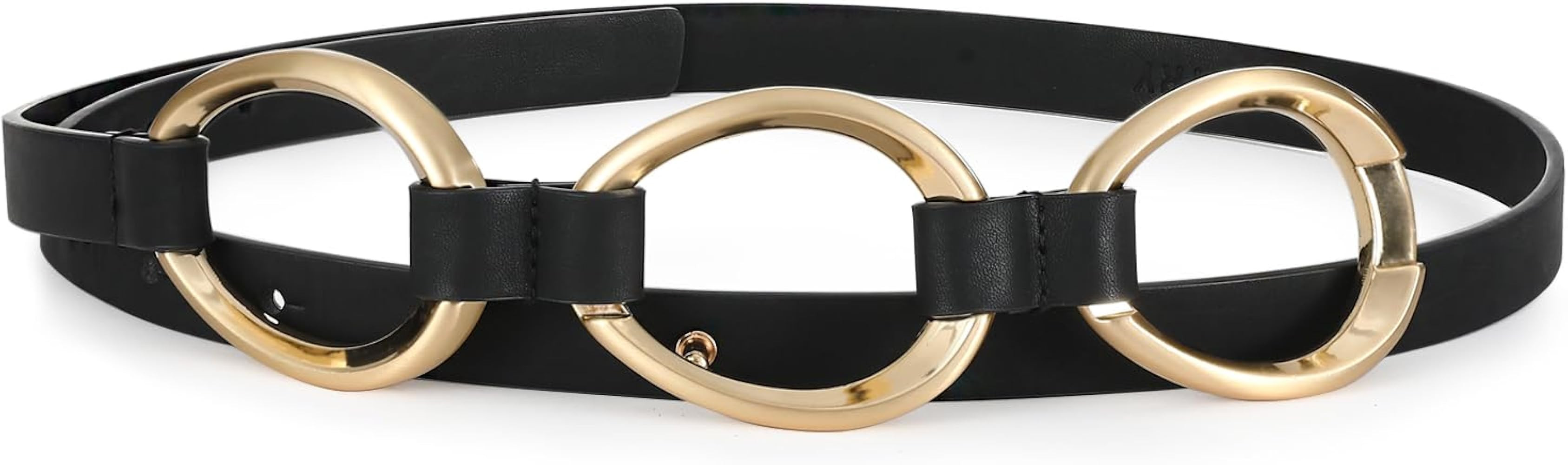 Black Belt for Women Silver Buckle with Metal Ring Link Decoration Perfect for Jeans and Casual O... | Amazon (US)