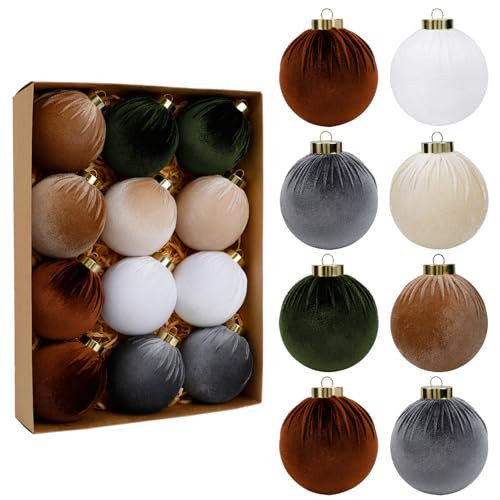 SUPREME XMAS 12 Pcs Christmas Tree Ornaments Set, 80mm/3.15in Large Velvet Christmas Ornaments for Xmas Tree Decorations Shatterproof Hanging Flocked Balls Ornaments Holiday Party Indoor Home Decor | Amazon (US)