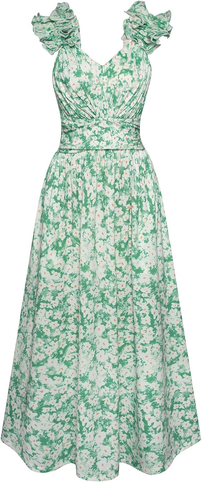 GRACE KARIN 2025 Women's Summer Floral Print Dress Sleeveless Casual Flowy Sundress A Line Ruffle... | Amazon (US)