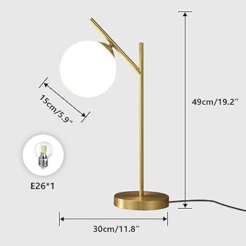 Globe Table Lamp 1 Light Brass Glass Globe Table Lamp Contemporary Metal Table Lamp Bedside Table... | Amazon (US)