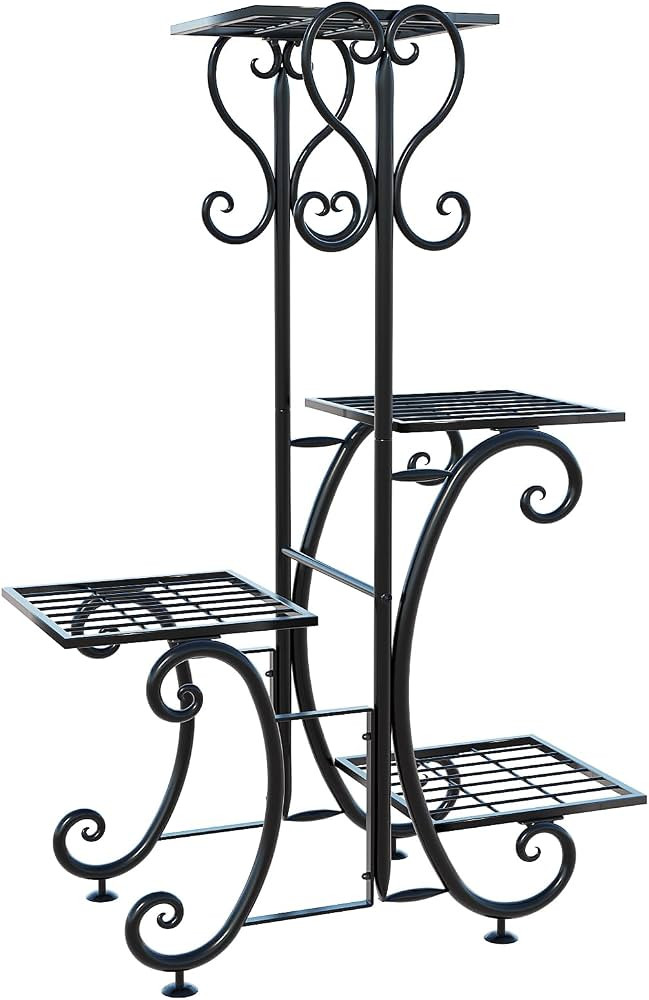 YisanCrafts 4 Tier Metal Plant Shelf , Plant Stand Indoor Outdoor Flower Pot Holder Display Racks... | Amazon (US)