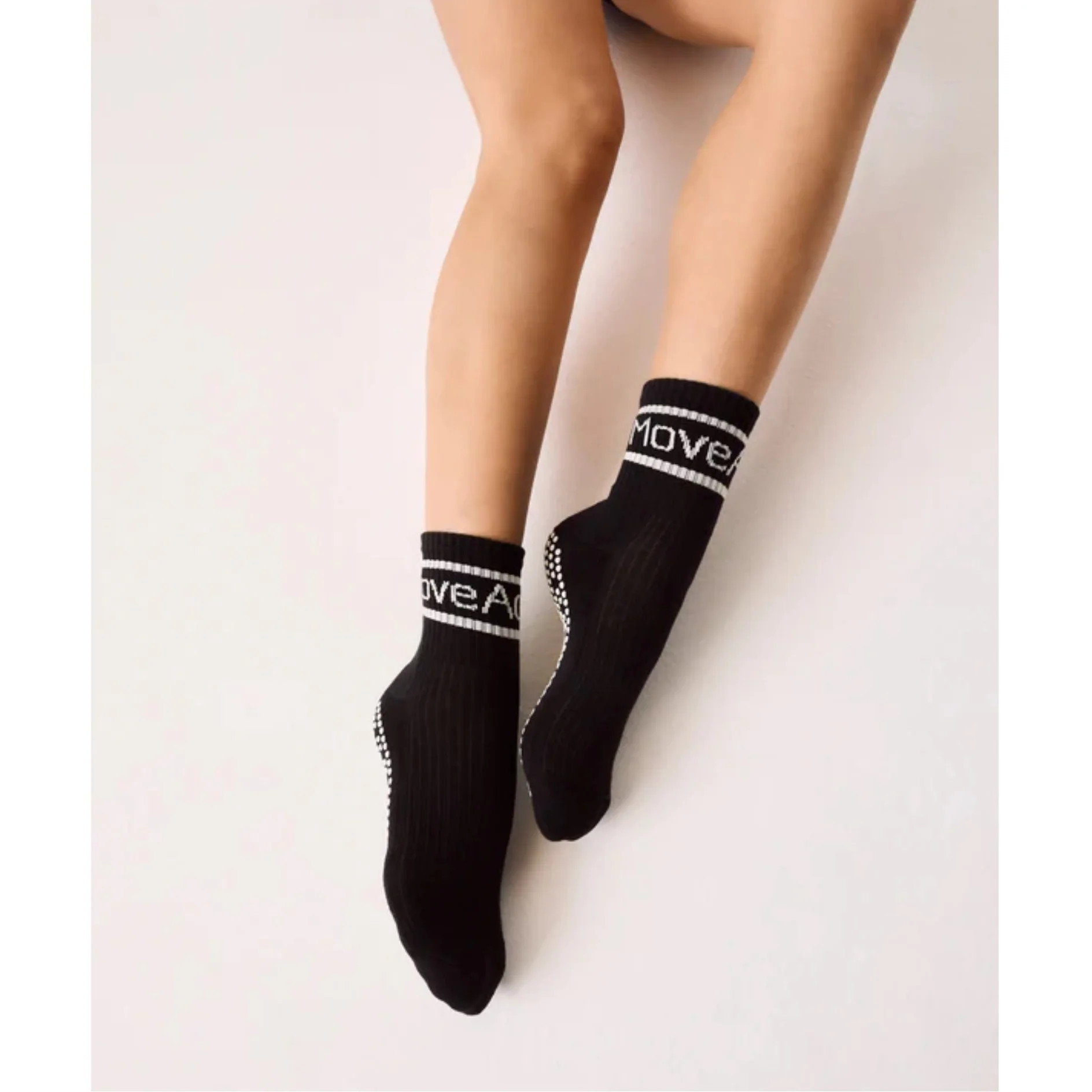 Unisex Crew Grip Socks - Logo Black Crew (Barre / Pilates) | simplyWORKOUT