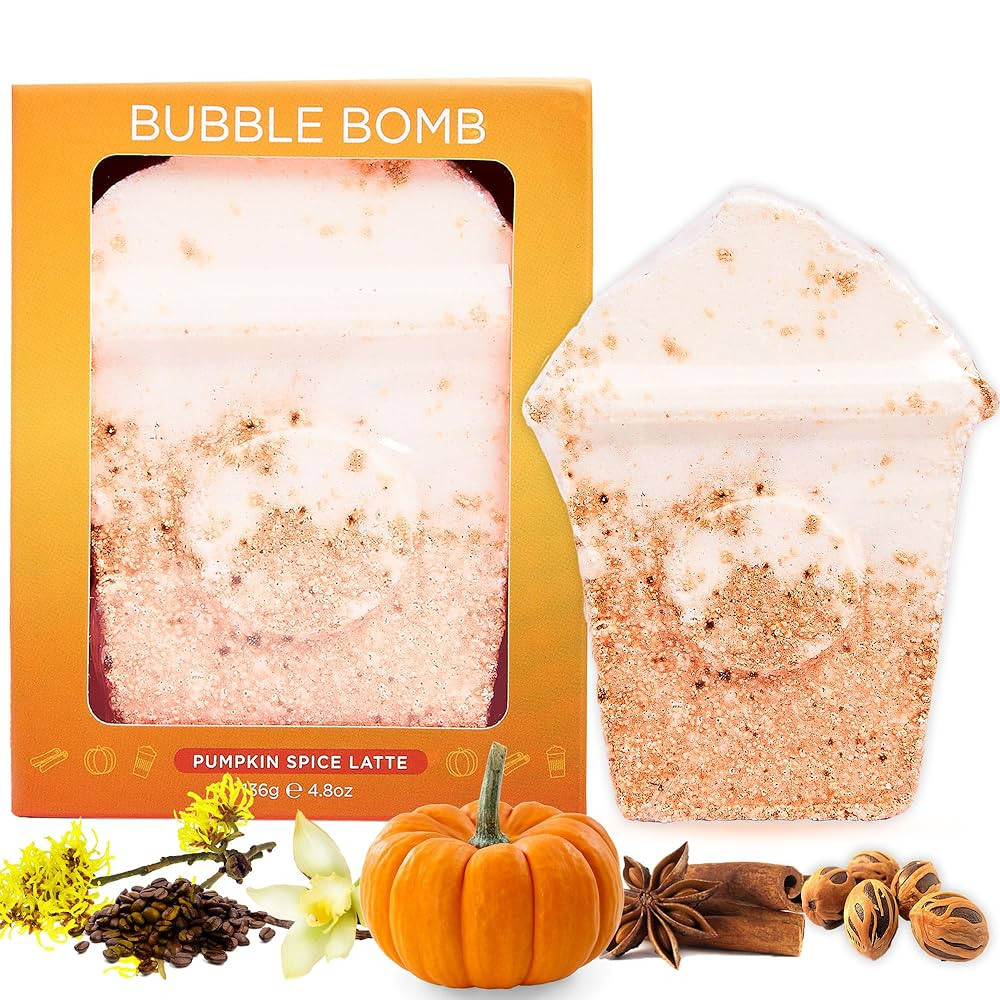 Pumpkin Spice Latte Bath Bomb for Women & Girls (Giftable Packaging) – Luxury Fall Bath Bombs -... | Amazon (US)