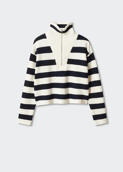 Gestreifter Pullover mit Reißverschluss | MANGO (DE)