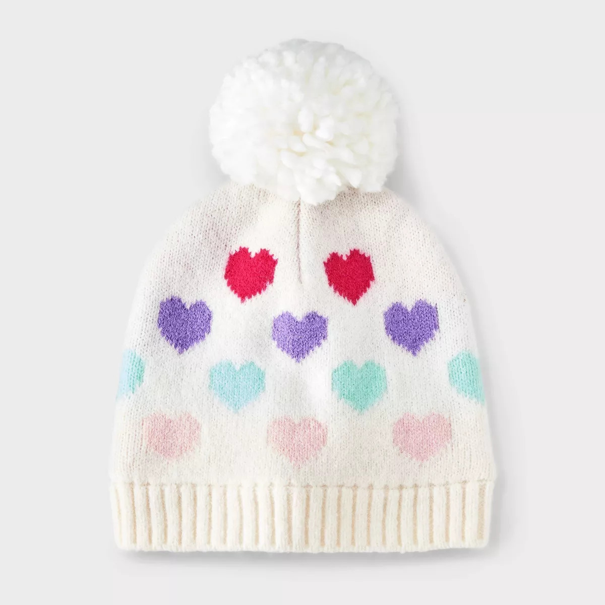 Girls' Heart Jacquard Beanie Hat - Cat & Jack™ White | Target