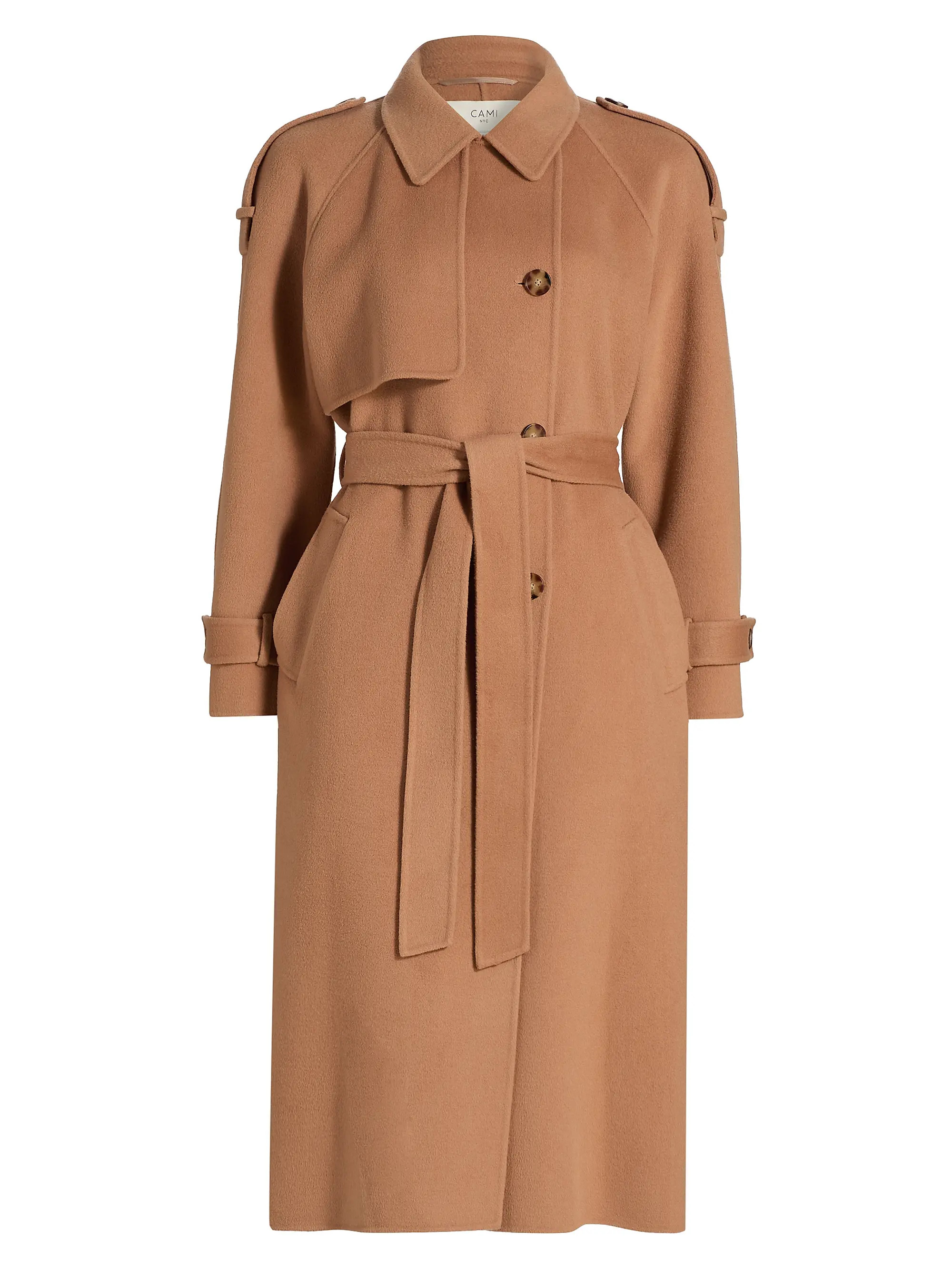 Yennifer Wool-Cashmere Belted Trench Coat | Saks Fifth Avenue