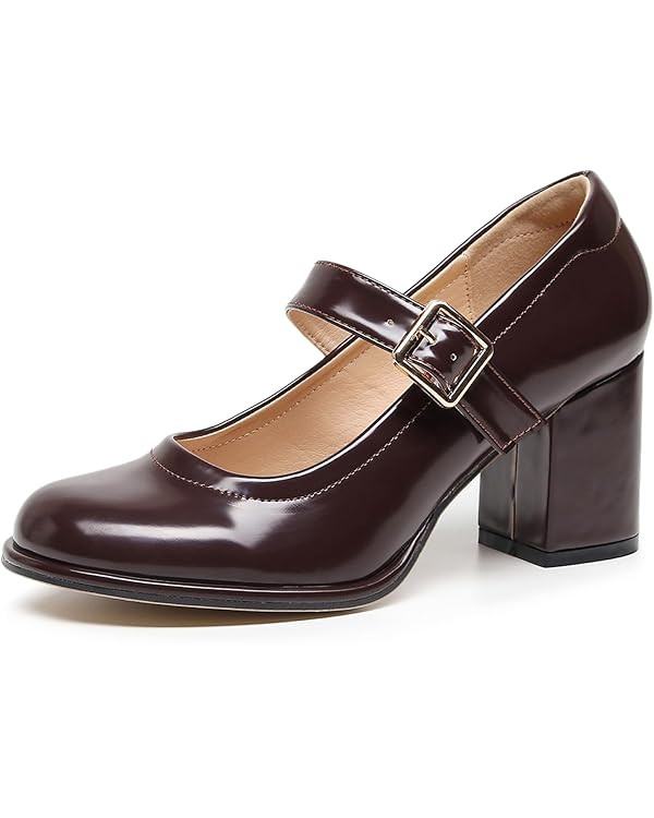 VenusCelia Women's Mary Jane Pump Heeled Shoe | Amazon (US)
