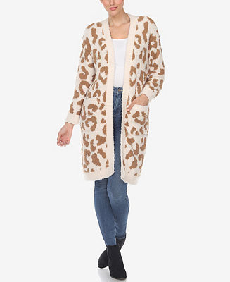 Women's Leopard Print Open Front Sherpa Cardigan | Macy's