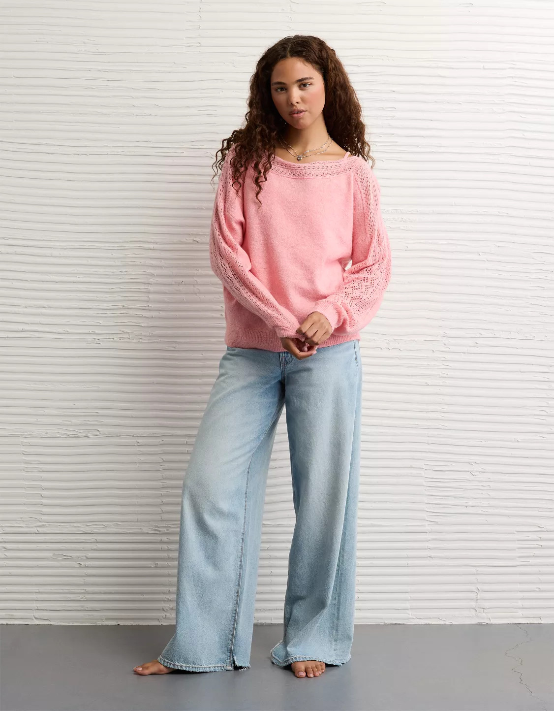 AE Whoa So Soft Lace Sweater | American Eagle Outfitters (US & CA)