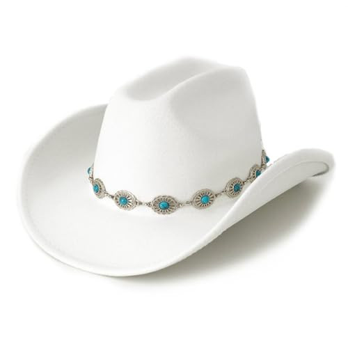 LIDHAY Cowboy Hat for Men Women Wide Brim Western Cowboy Cowgirl Hat LMBS006 White | Amazon (US)