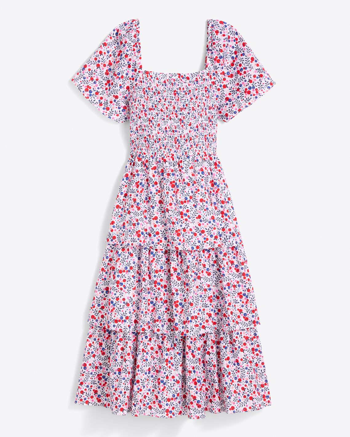 Deana Tiered Smocked Dress in Berry Print | Draper James (US)