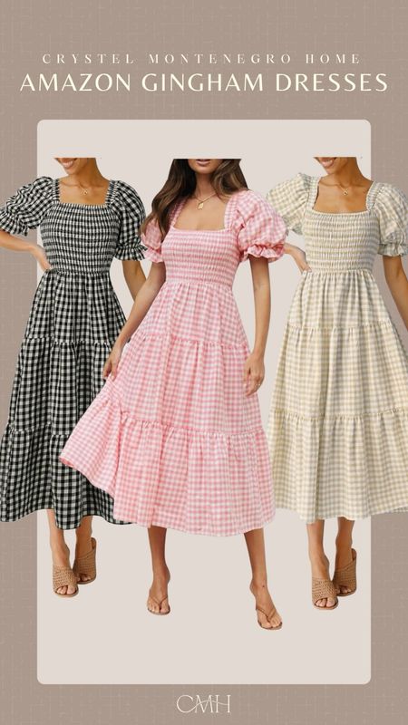 Spring dress. Gingham dress. Summer outfit. Puffed sleeves. Smocked top means a comfortable and flattering fit.

#LTKparties #LTKmidsize #LTKSeasonal