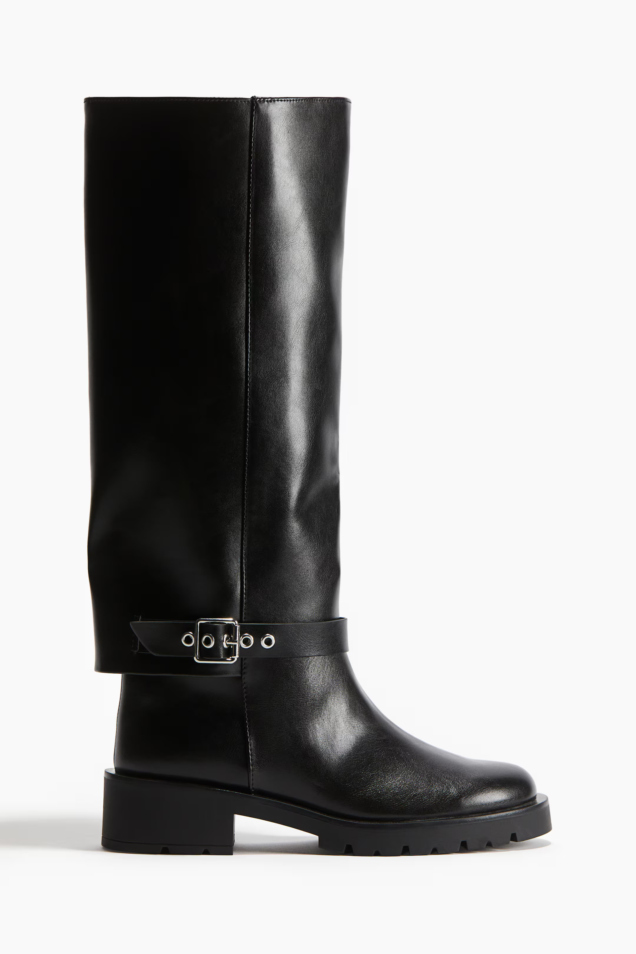 Kniehoge boots - Lage hak - Zwart - DAMES | H&M NL | H&M (DE, AT, CH, NL, FI)