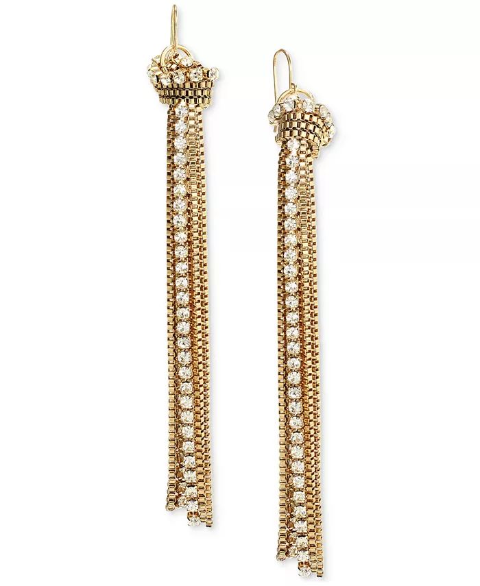 Pavé & Chain Tassel Linear Drop Earrings, Created for Macy's | Macy's