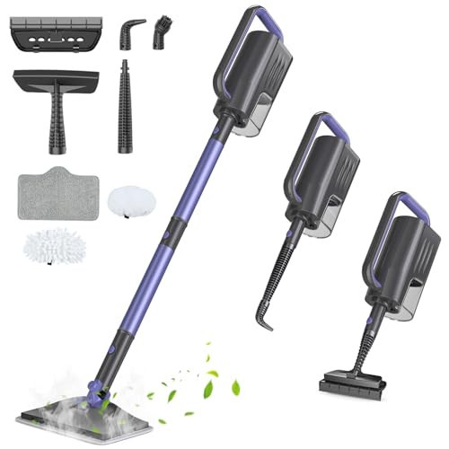 Gatlei Steam Mop Cleaner with Detachable Handheld Steamer, 6-in-1 Multi Accessories, Removable Water Tank, 23FT Power Cable, Lightweight, Steam Cleaner for sealed Hard Floors (Violet) | Amazon (US)