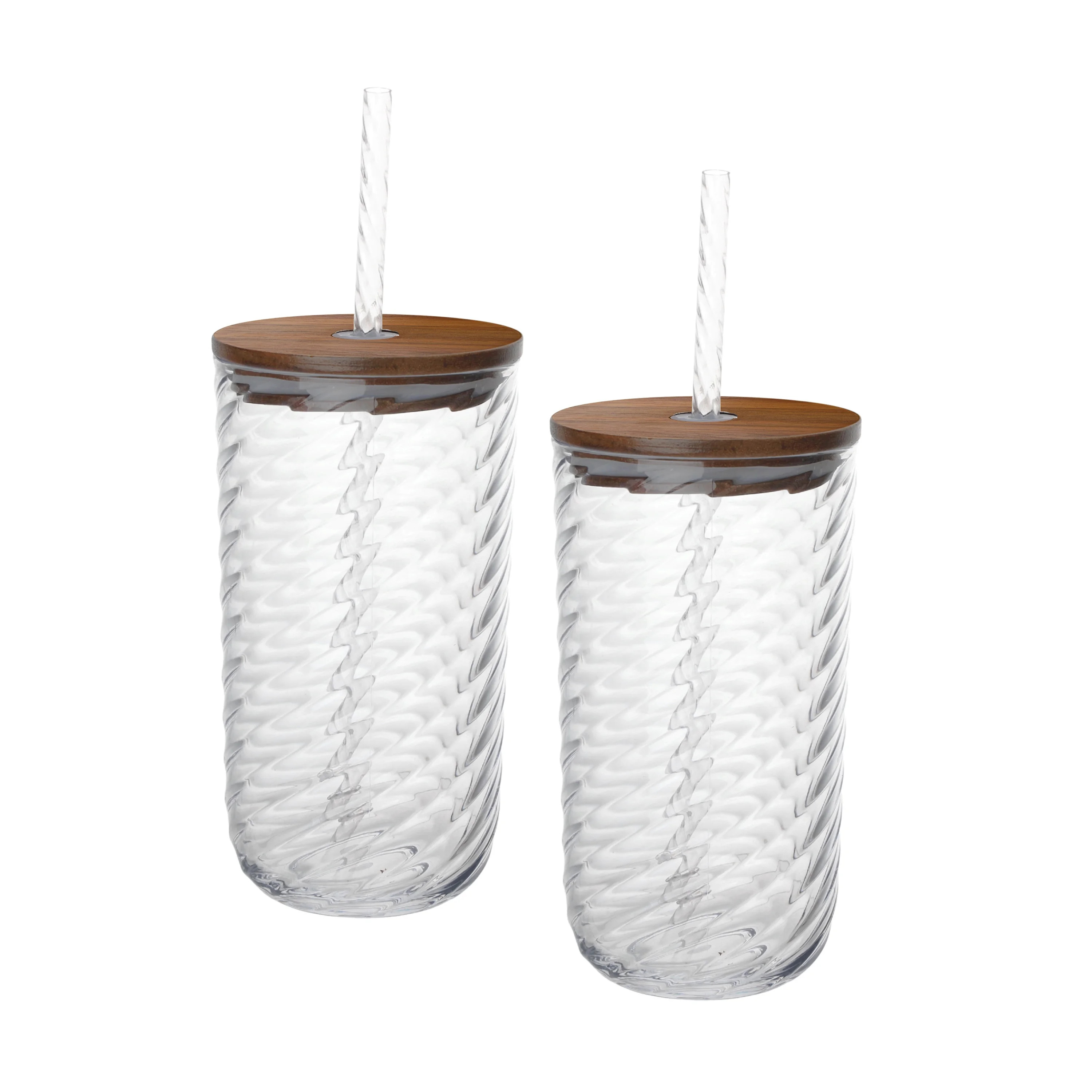 Beautiful 2-piece 21-Ounce Tritan Swirl Texture Sipper Tumbler Set, Clear by Drew Barrymore | Walmart (US)
