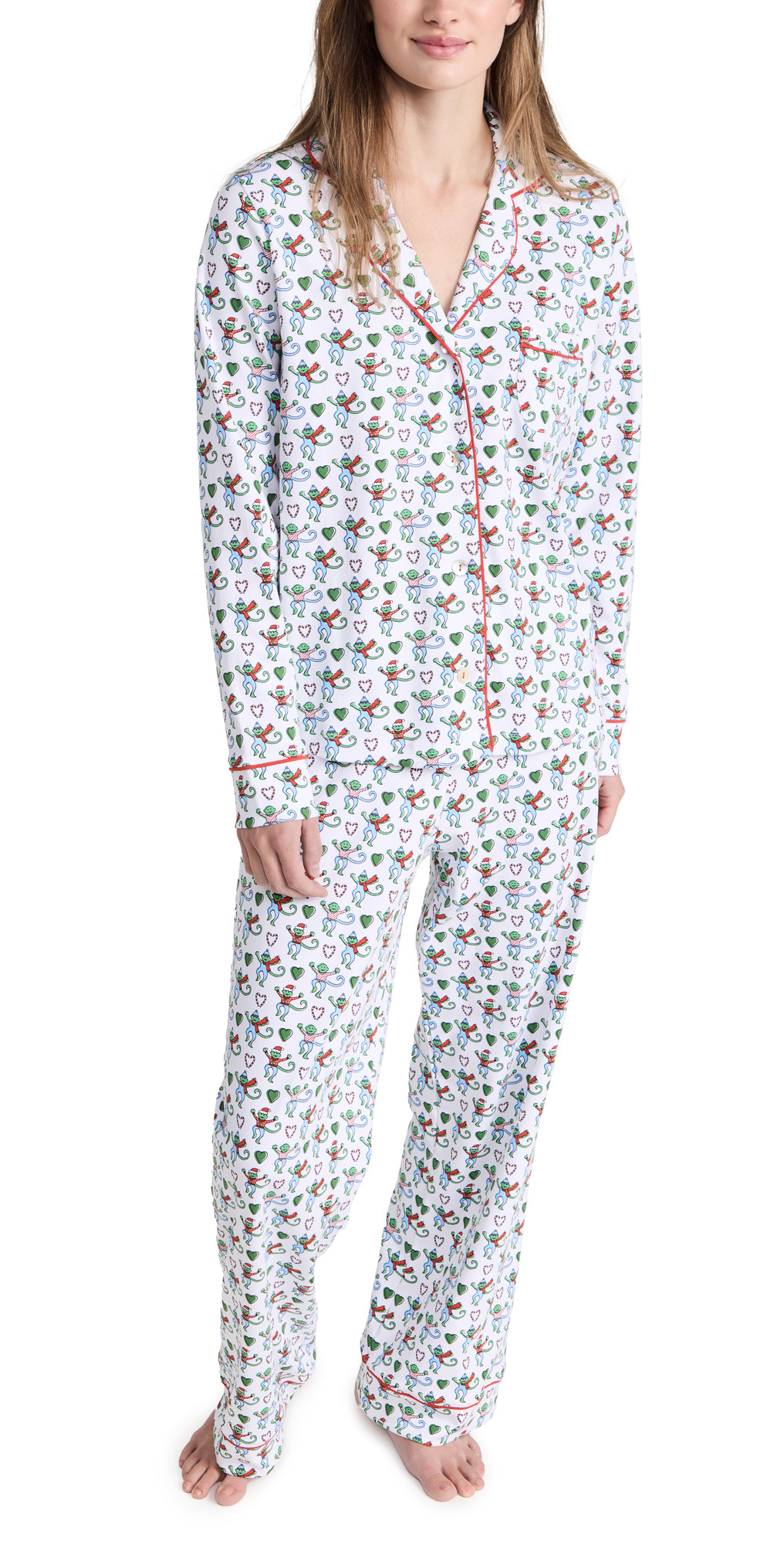 Roller Rabbit Merry Monkey Long Sleeve Polo Pajama Set | Shopbop