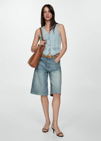 Loose denim shorts medium blue - Women - 1 - MANGO | Mango (US/MX/AU)