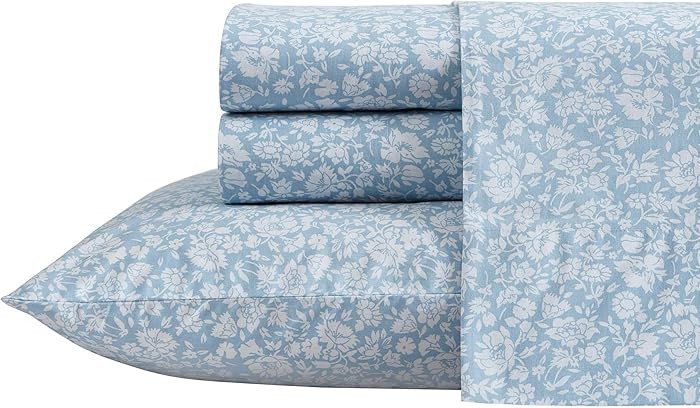 Laura Ashley - King Sheets, Cotton Percale Bedding Set, Lightweight & Breathable Home Decor (Heir... | Amazon (US)
