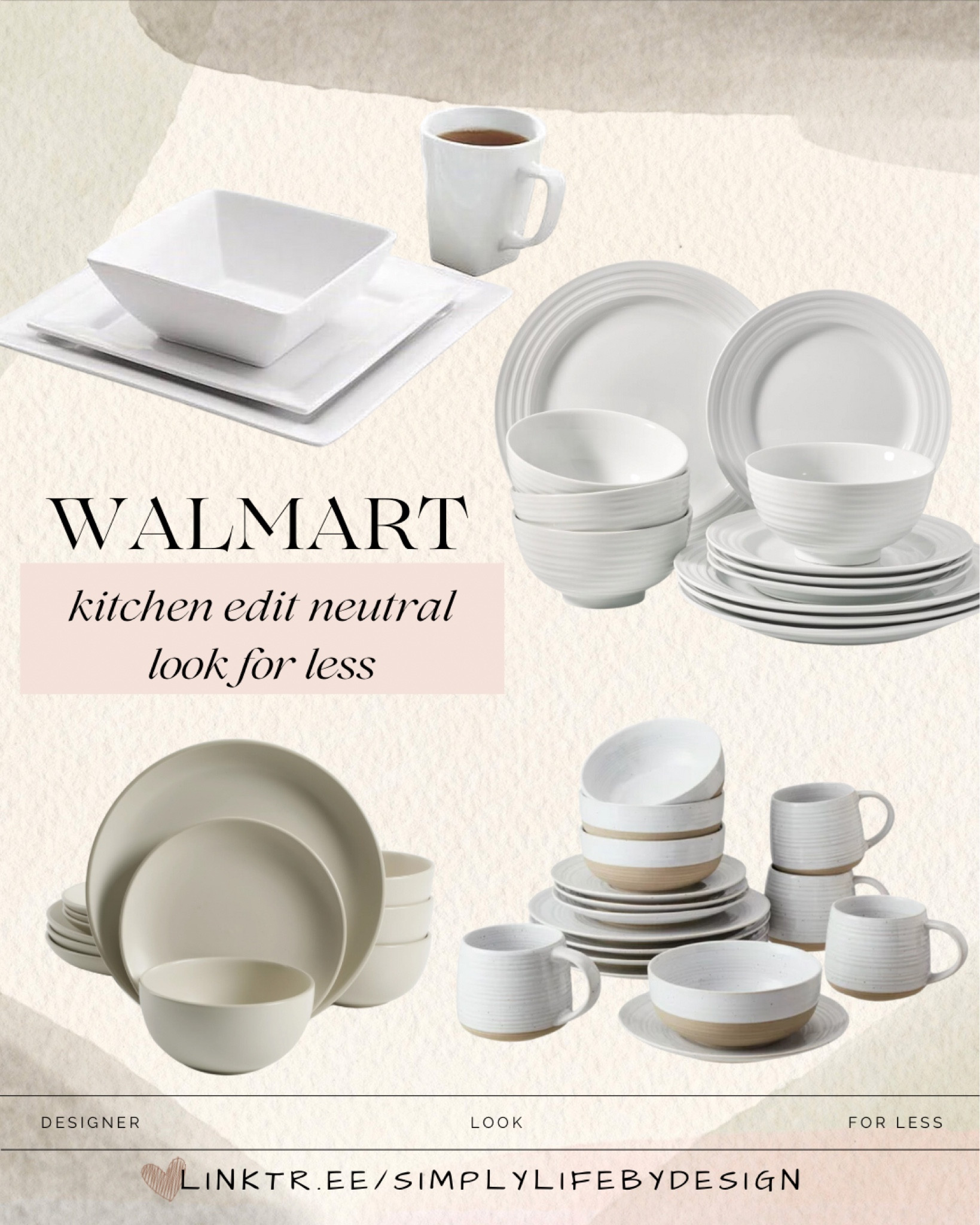 Wal-Mart neutral stoneware kitchen edit, Loving these white and neutral bowls, mugs, salad plates, dinner plates. We currently have and love the abbot set on bottom right and they’ve held up very well with three kids! All sets are under $50!

#LTKfindsunder50 #LTKhome #LTKsalealert