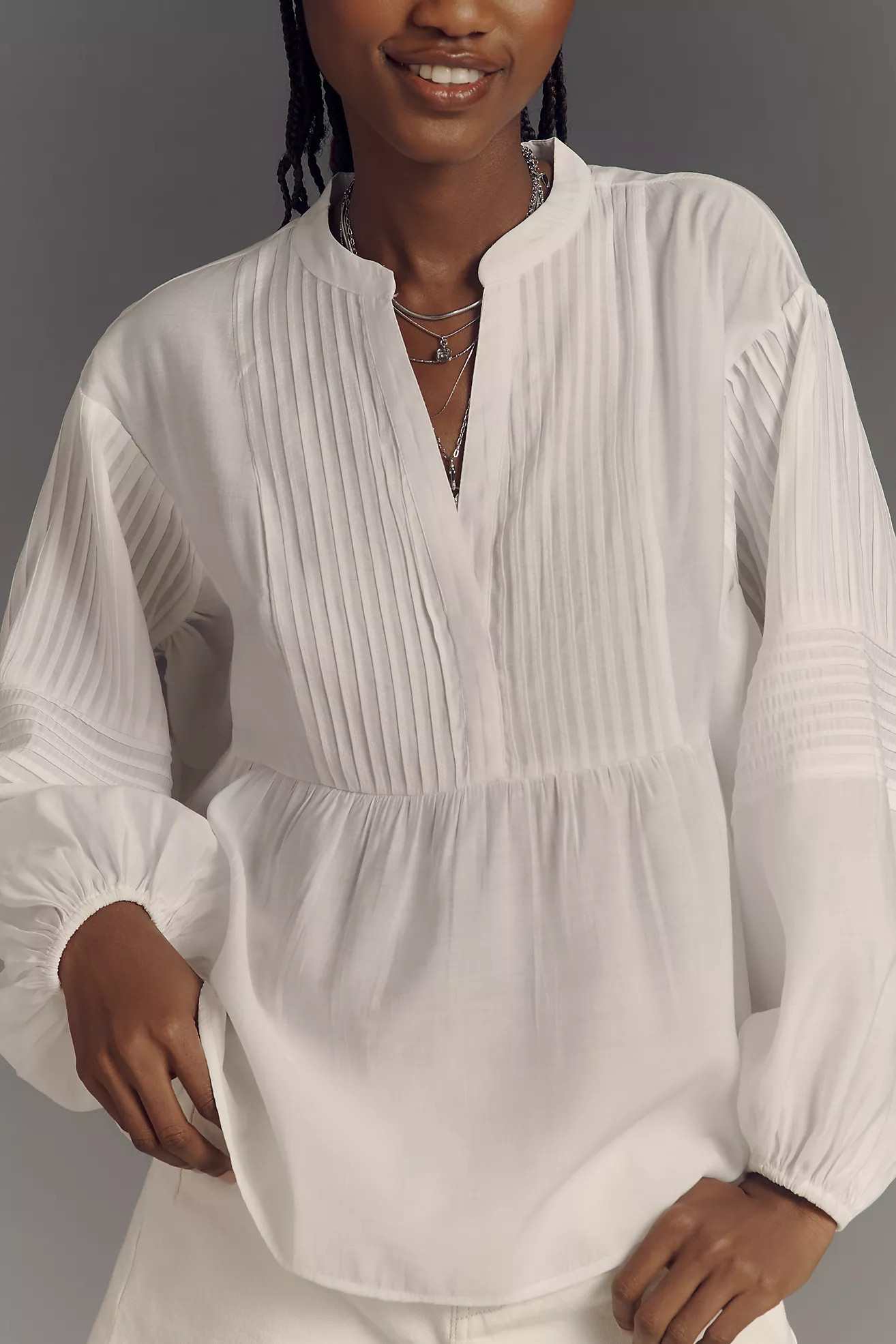 By Anthropologie Long-Sleeve Pintuck Blouse | Anthropologie (US)