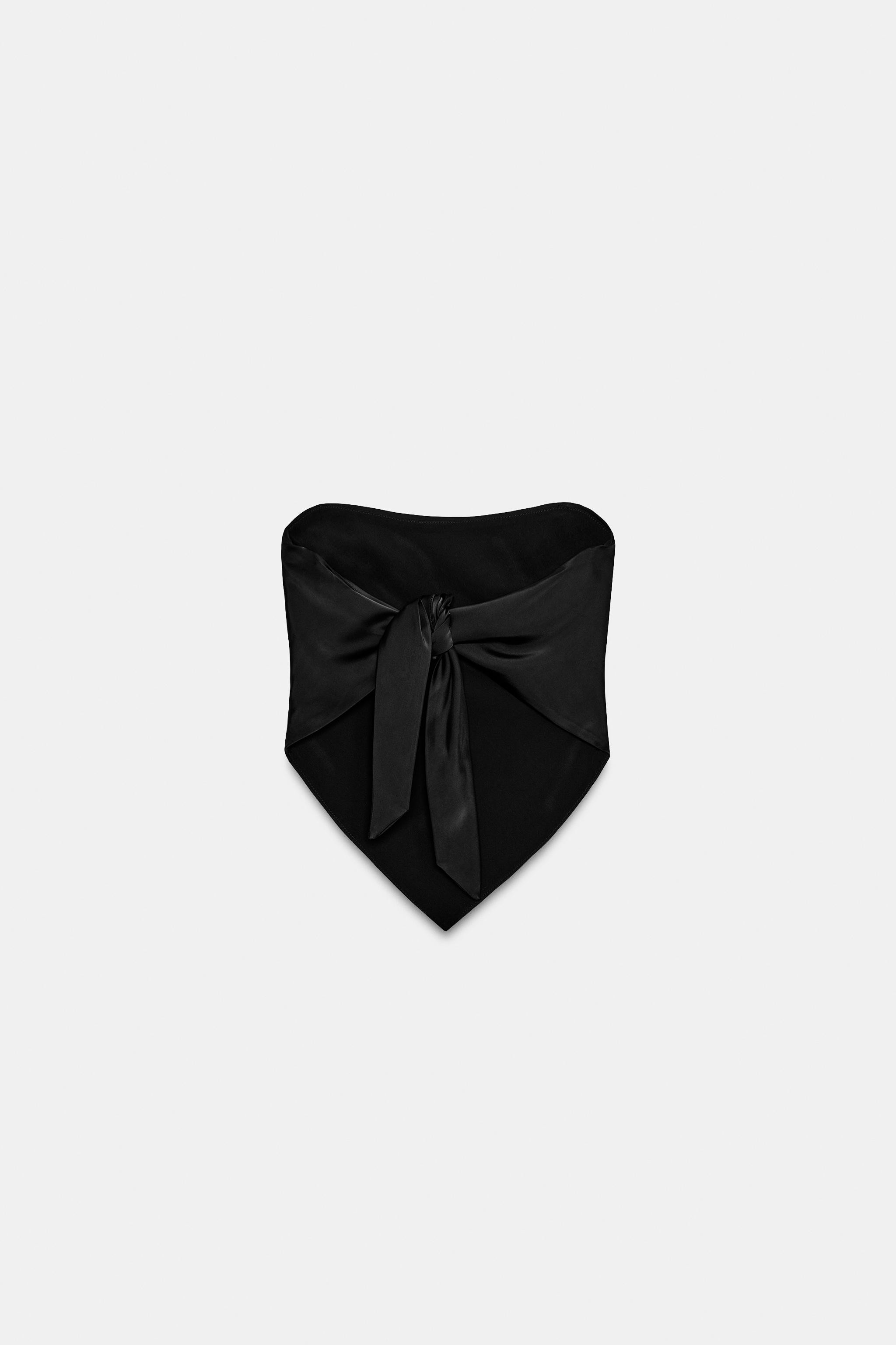 SATIN EFFECT TIE BANDEAU TOP | Zara US