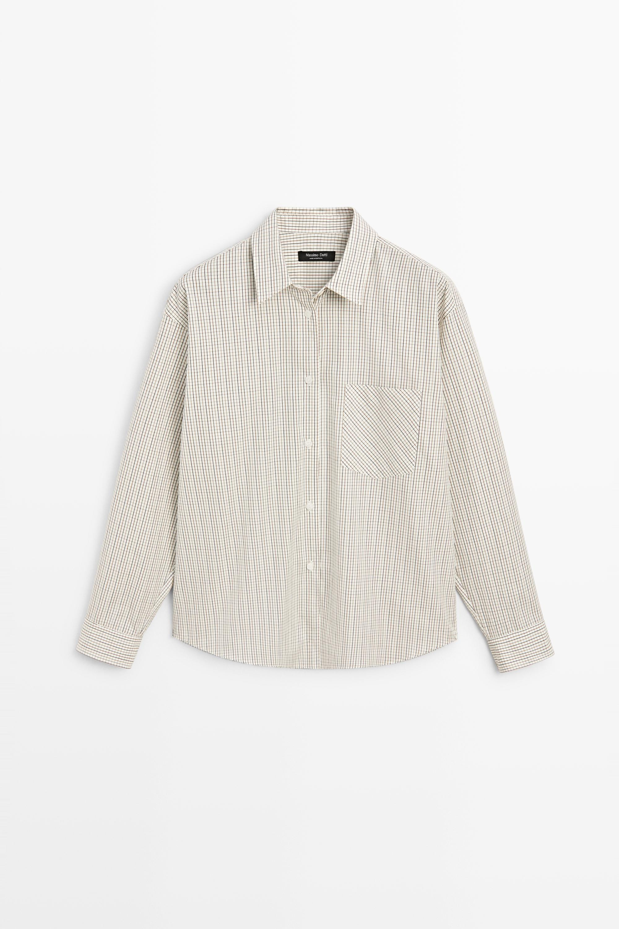 Chemise à carreaux 100 % coton - BLANC | Massimo Dutti FR
