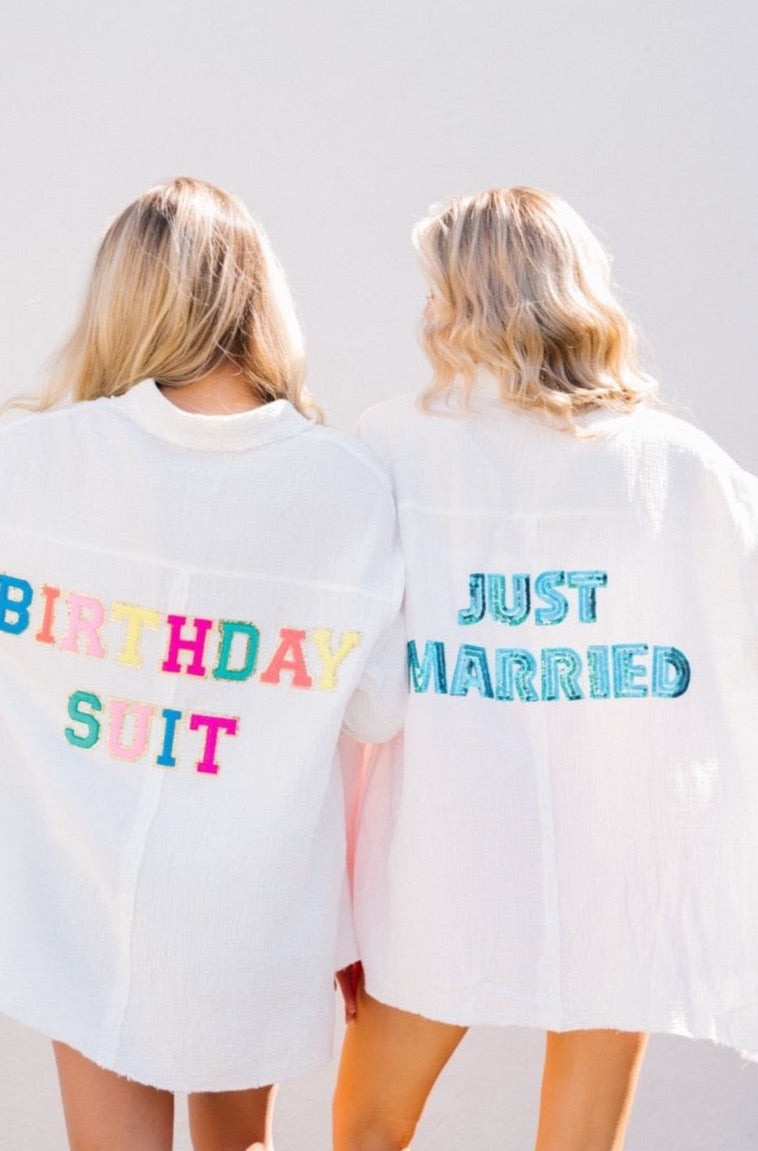 JUST MARRIED BUTTON DOWN | Judith March