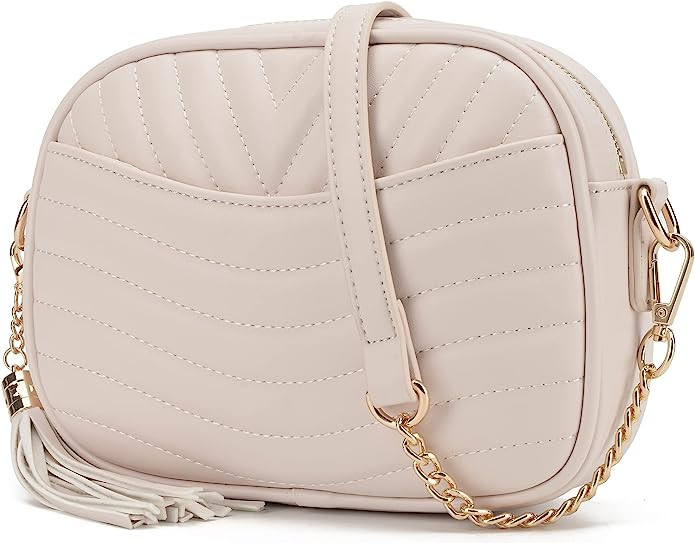 lola mae Quilted Crossbody Bag, PU Lightweight Shoulder Purse Top Zipper Tassel Accent | Amazon (US)