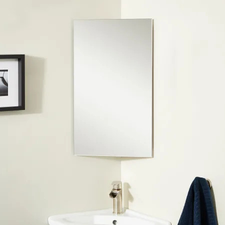 Signature Hardware 355444 Brushed Stainless Steel Carrington Stainless Steel Corner Medicine Cabi... | Build.com, Inc.
