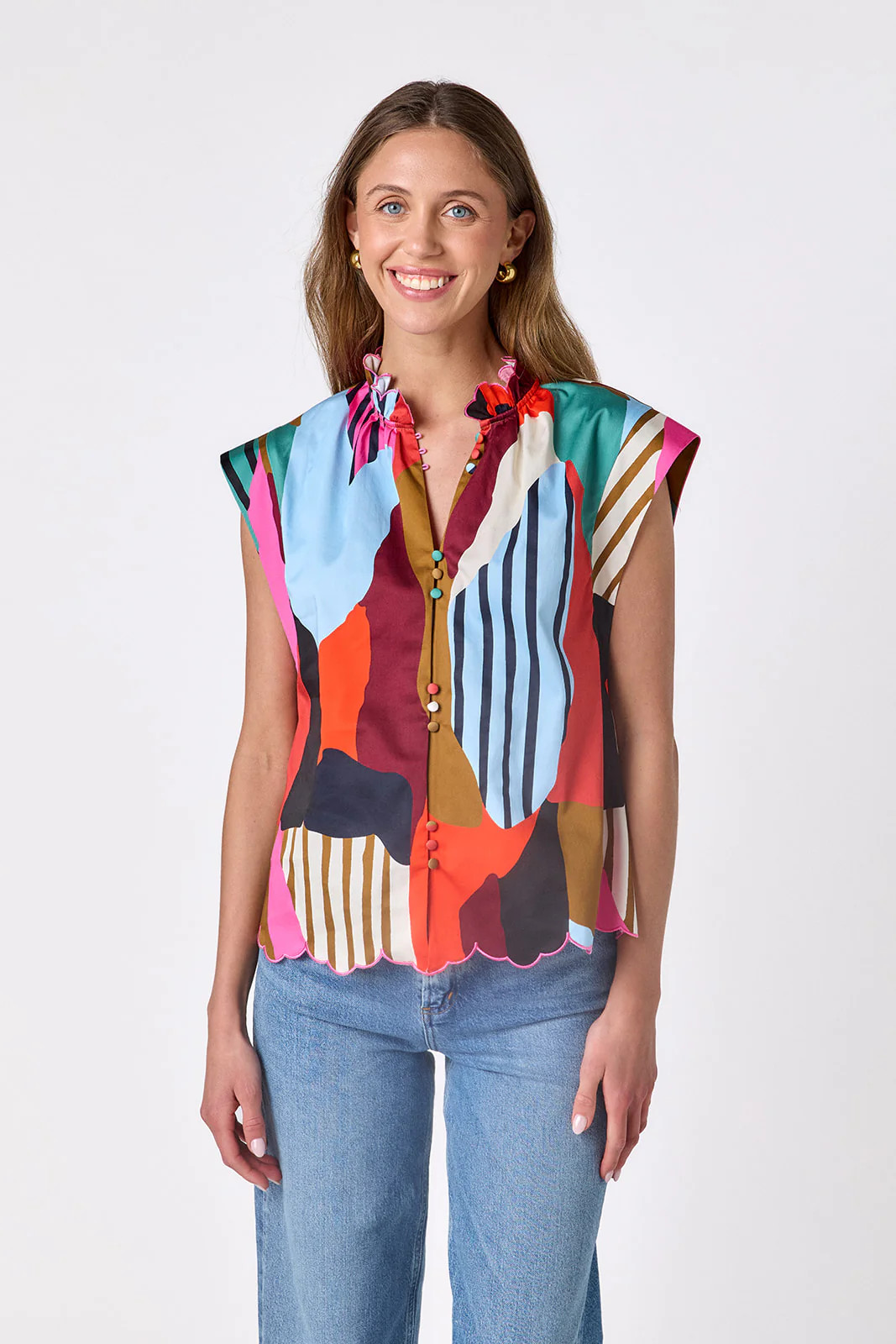 Fritzy Top | Ruffle Collar Cap Sleeve Women's Top | CROSBY by Mollie Burch | CROSBY by Mollie Burch