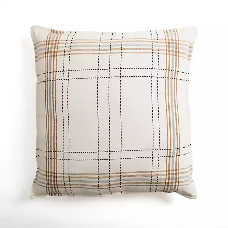 Cream Quilted Plaid Throw Pillow | Kirkland's Home
