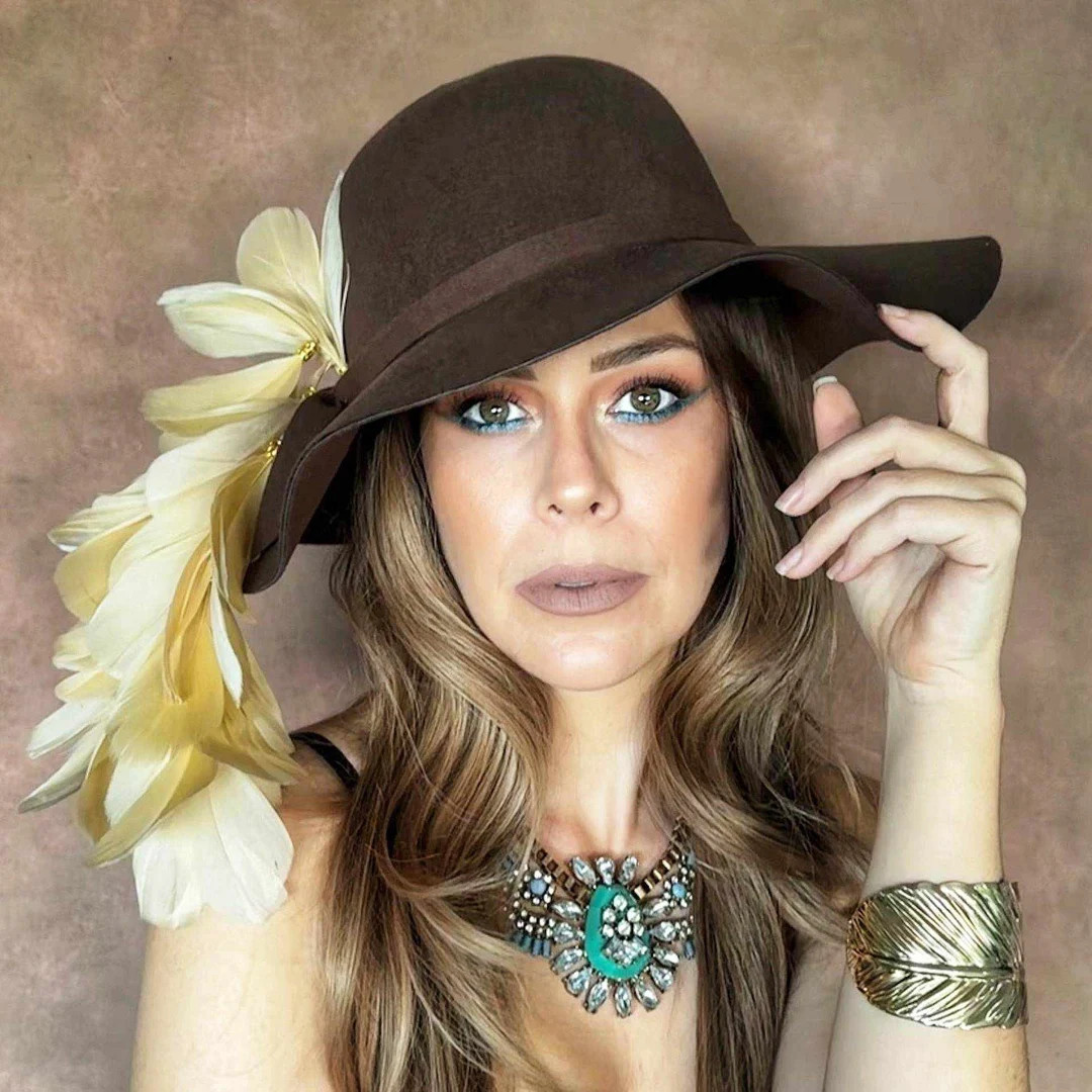 Feather Kentucky Derby Race Hat Beige Feather and Brown Felt Floppy Hat Vintage 70s Style Hat Boh... | Etsy (US)