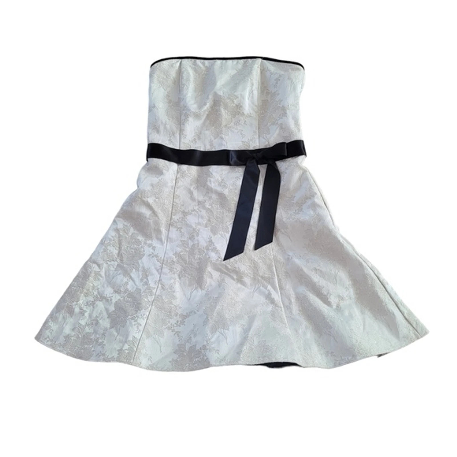 Jessica McClintock For Gunne Sax Vintage Cream Strapless With Black Sash Dress  | eBay | eBay US