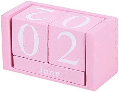 Vintage Wooden Calendar, Chic Blocks Desktop Perpetual Calendar, Time Concept Rustic Wooden Cubes... | Amazon (US)