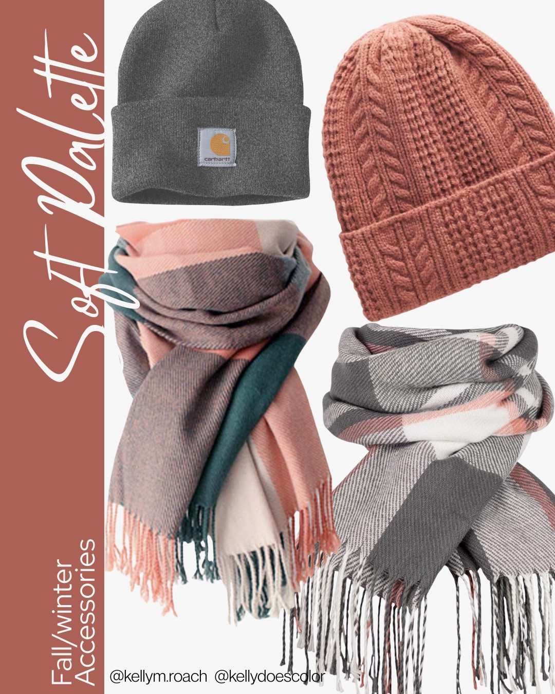 Fall and winter accessories for the Soft Palette! Neutral, soft colors are your trademark. Wear with whatever coats you have to keep your outerwear in your palette!  

 #LTKSeasonal #LTKOver40 #LTKStyleTip