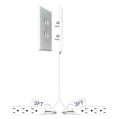 Sleek Socket Wall Outlet Concealer with Dual 3 ft Extension Cord with Multiple Outlets | Walmart (US)