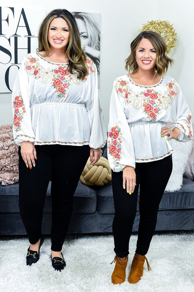 Right On Time Ivory/Multi Color Floral Top - T1560IV | Tee for the Soul