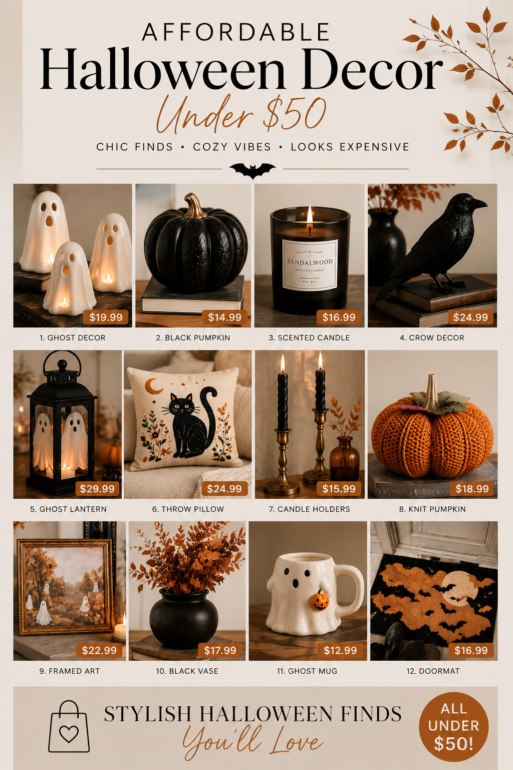 🎃 Halloween decor doesn't have to be expensive. I rounded up 30 chic finds under $50 that look way more high-end—from cozy ghost decor to candles, pumpkins, pillows, and more. Shop all my favorites below. 🖤 

 #LTKSeasonal #LTKHome