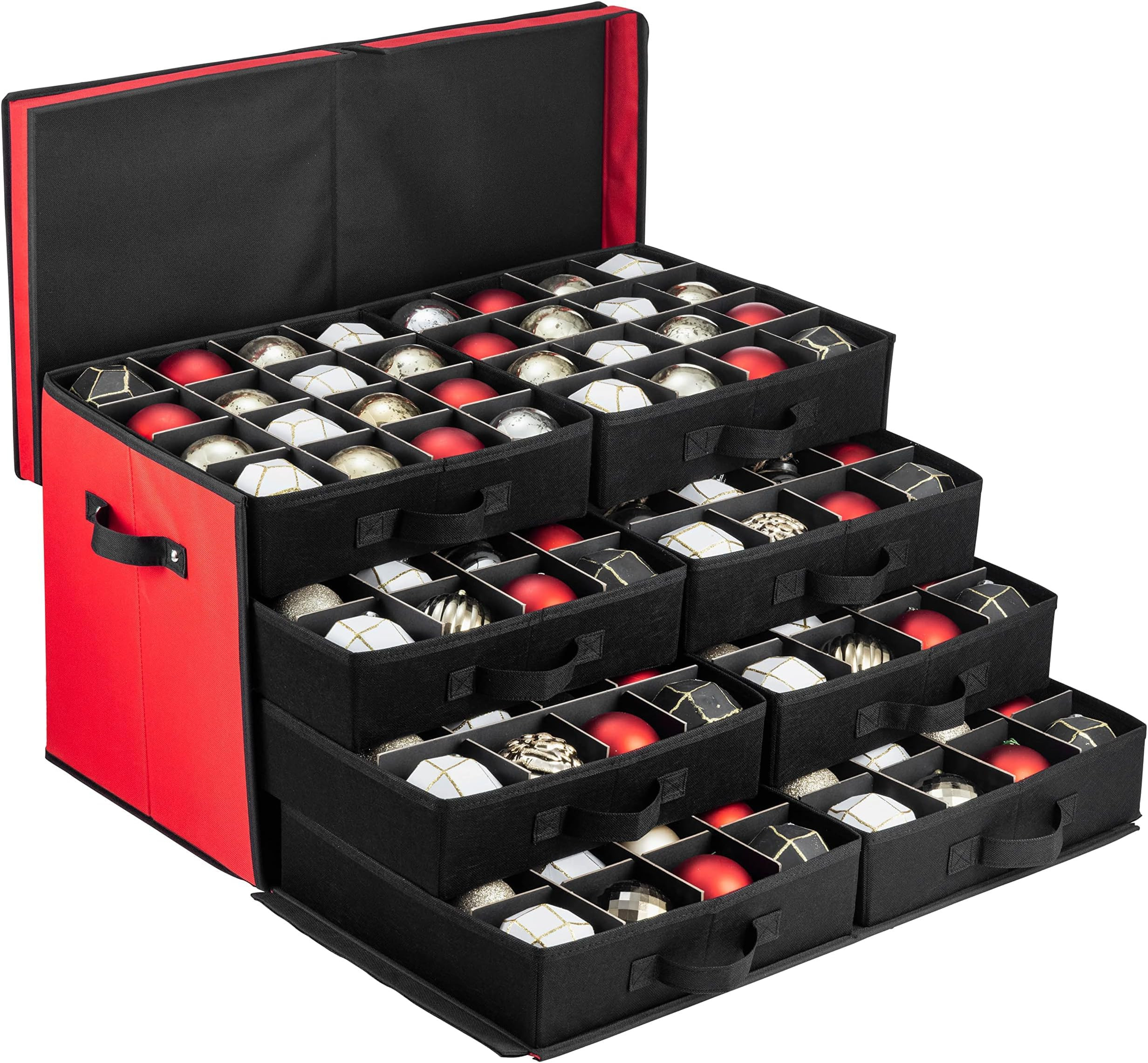 ZOBER Christmas Ornament Storage Box - Stores 128 3" Ornaments with Drawer Style Trays - Tear Pro... | Amazon (US)