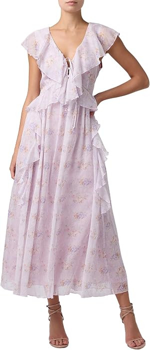 Lulus Uma Ruffle Printed Women's Casual Midi Dress | Amazon (US)