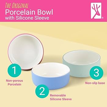 Elk and Friends Kids Porcelain Bowls with Silicone Sleeve | Kids/Toddler/Baby Feeding | Microwave... | Amazon (US)