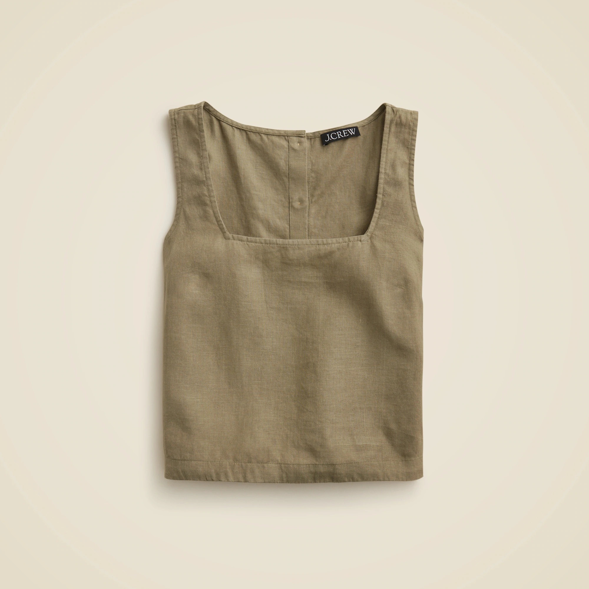 Squareneck button-back top in linen | J. Crew US