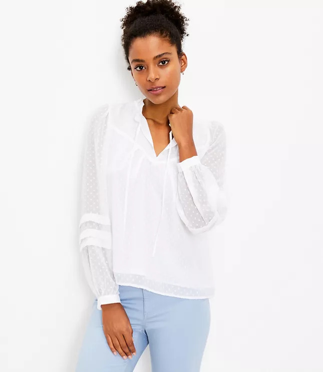 Clip Pleated Sleeve Blouse | LOFT