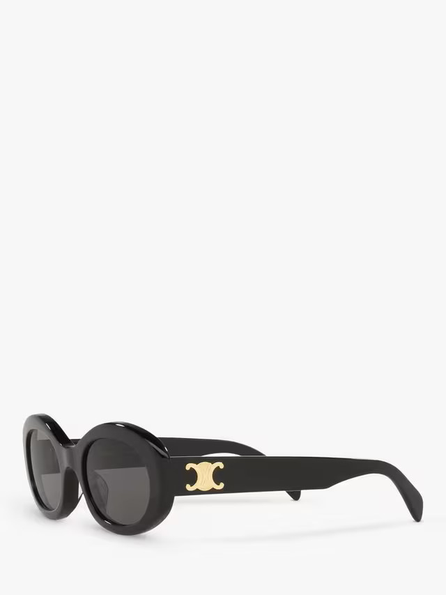 CelineCL000312 Unisex Oval Sunglasses, Black/Grey | John Lewis (UK)